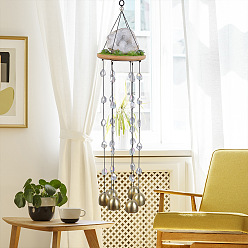 (52) Непрозрачная лаванда Подвесной колокольчик из натурального кварцевого кристалла, акриловые бусины и железные колокольчики для домашнего декора, разноцветные, 450 мм