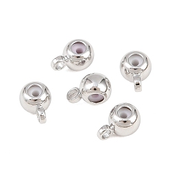 Plaqué Platine Véritable Bélières tubulaires en laiton shegrace, boucle de l'anse, perles de bouchage, avec caoutchouc à l'intérieur, Perles renflouer , sans cadmium et sans nickel et sans plomb, Platine plaqué, 6x4x3mm, trou: 1 mm et 1.2 mm