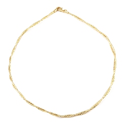 Real 14K Gold Plated Brass Chain Necklaces, Twist Necklace, with Lobster Claw Clasp, Real 14K Gold Plated, 17-1/8 inch(43.5cm)