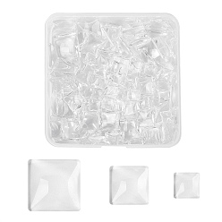 Clear 150Pcs 3 Styles Transparent Glass Square Cabochons, Clear, 50pcs/style