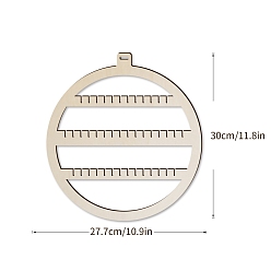 Wheat Flat Round Wood Wall Mounted Display Rack, for Necklaces, Earrings, Keychains, Wheat, 30x27.7cm