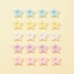 (52) Непрозрачная лаванда 20 шт 5 цвета акриловые бусины, бусина в бусине, звезда, разноцветные, 21.5x22x6 мм, отверстие : 3 мм, 4 шт / цвет