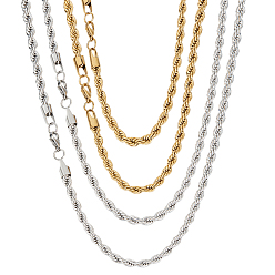 (52) Непрозрачная лаванда 4 шт. 4 стильная стойка покрытие 304 ожерелья из нержавеющей стали с витой цепочкой, для изготовления колье из бисера, разноцветные, 17.72~19.69 дюйм (45~50 см), широк: 5 мм, 1 шт / стиль