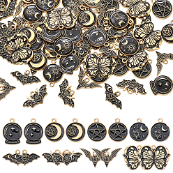 Mixed Shapes 80 шт 8 стили подвески из сплава эмали, золотой свет, разнообразные, 13.5~22x26.5~28x1 мм, отверстие : 1.5~2 мм, 10 шт / стиль