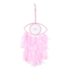 Бледно-Розовый Тканая сетка/паутина ручной работы с украшением на стену из перьев, с пластиковыми и деревянными бусинами, украшение-оберег для дома и офиса, розовый жемчуг, 525 мм