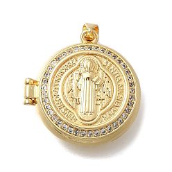 Круглые Латунные подвески с микропаве из прозрачного кубического циркония, реальный 18 k позолоченный, без кадмия и без свинца, долговечный, стойки покрытие, очарование Сан-Бенито, круглые, 24.5x24x10 мм, отверстие : 3.5x4 мм, внутренний диаметр: 19 мм