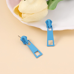 Темно-Голубой Серьги-гвоздики с подвеской из эмалевого сплава и застежкой-молнией, глубокое синее небо, 34x10 мм