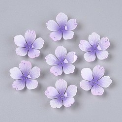 Лиловый Колпачки для акриловых бусин в виде цветов, для изготовления ювелирных изделий DIY, сирень, 28x28x8~10 мм, отверстие : 1.6 мм