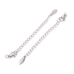 Нержавеющая Сталь Цвет 304 удлинитель цепи из нержавеющей стали, с застежками-клешнями и цепями для бордюров, цвет нержавеющей стали, 74x3 мм