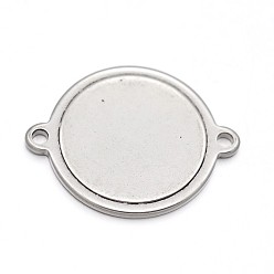 Stainless Steel Color Tarnish Resistant Flat Round 304 Stainless Steel Tag Blank Links connectors, Stainless Steel Color, 21x16x1.5mm, Hole: 1.5mm