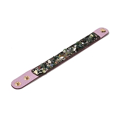 (RRHB277) Кристалл на подкладке из медово-бежевого цвета Браслет из искусственной замши с кнопкой, Браслет из бисера из натурального индийского агата и ракушек для мужчин и женщин, 8-5/8 дюйм (22 см)