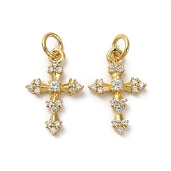 Настоящее золото 18K Латунные микро проложить кубического циркония подвески, крест прелести, долговечный, без кадмия и без свинца, стойки покрытие, с целью перехода в кольце, реальный 18 k позолоченный, 17.5x11x2 мм, отверстие : 3.5 мм