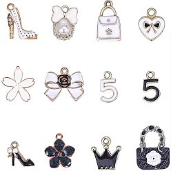 Light Gold Alloy Enamel Pendants, Mixed Shapes, Light Gold, 7.4x7.2x1.7cm, 44pcs/box