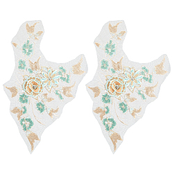 Бледно-Зеленый Полиэстеровая вышивка кружево швейные украшения, железо на заплатах, аксессуары для одежды diy, цветок, бледно-зеленый, 240x350 мм