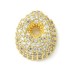 Letter O Подвески из латуни с покрытием из прозрачного кубического циркония, без кадмия и без свинца, долговечный, алфавит, реальный 18 k позолоченный, Письмо O, 16x13x5 мм, отверстие : 3x1.8 мм