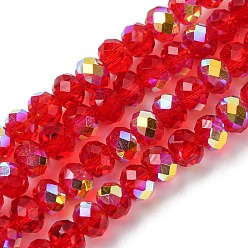 (123L) Белый крем непрозрачный блеск Гальванизируйте прозрачное стекло бисер нитей, рондель, с покрытием AB цвета, с половиным покрытием, граненые, огнеупорный кирпич, 4x3 мм, отверстие : 1 мм, около 145~148 шт / нитка, 17.83~18.31'' (45.3~46.5 см)