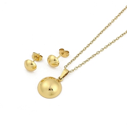 Золотой Вакуумное покрытие 304 и 201 комплекты ювелирных изделий из нержавеющей стали, подвесные ожерелья и серьги, полукруглый, золотые, 17.48 дюйм (44.4 см)