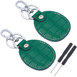 Темно-серый 2 наборы брелоков-подвесок из коровьей кожи, со сплавочной фурнитурой, платина, с отверткой, платина, 62x47 мм