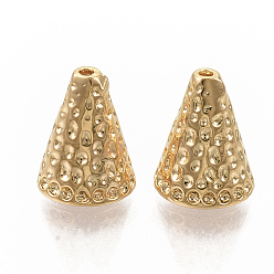 Real 18K Gold Plated Brass Bead Cones, Nickel Free, Real 18K Gold Plated, Cone, Apetalous, 9.5x7.5mm, Hole: 0.9mm, Inner Diameter: 5.5mm