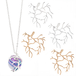 Золотой & Серебряный 10 шт. 2 цвета латунные подвески, филиал, золотой и серебряный, 29.5x30x2 мм, отверстие : 3x1.5 мм, 5 шт / цвет