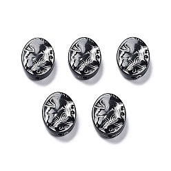 Silver Black Opaque Acrylic Beads, Metal Enlaced, Oval with Insect Pattern, Silver, 17.5x13x5.5mm, Hole: 1.6mm, about 580pcs/500g