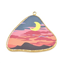 Лосось Печатные 304 подвески из нержавеющей стали, треугольные, вакуумное покрытие pvd, реальный 18 k позолоченный, salmon, 33x38.5x2 мм, отверстие : 2 мм