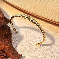 Золотой Круассан 304 браслеты-манжеты из нержавеющей стали для женщин, золотые, внутренний диаметр: 2-5/8 дюйм (6.6 см)