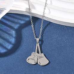 Нержавеющая Сталь Цвет 304 подвесные из нержавеющей стали ожерелья, боксерские перчатки, цвет нержавеющей стали, 17.76 дюйм (45.1 см)