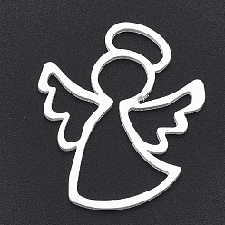 Серебро Алюминиевые подвески, подвески для лазерной резки, ангел, серебряный цвет гальваническим, 33x28x1 мм