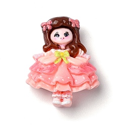 Светло-Коралловый Мультяшные девушки из непрозрачной смолы декодируют кабошоны, кукла, свет коралловый, 23.5x19x7 мм