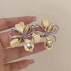 Платиновый & Золотой Серьги сплава, цветок, платиной и золотом, 40x40 мм