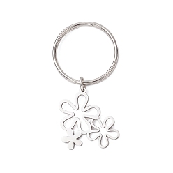 Цветок 201 брелок из нержавеющей стали, с кольцом, цветок, 50 мм, Цветок: 23.5x26.5x1.2 мм