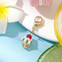 Лайм Украшения из стеклянных бусин, с 304 из нержавеющей стали Lobster Claw застежками, чашка для мороженого, желто-зеленые, 35 мм