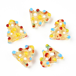 Светло-хаки Рождественская тематика ручная работа лэмпворк неровные бусины, рождественская елка, светлый хаки, 16~18x14.5~16x7.5~8.5 мм, отверстие : 1.8~2 мм