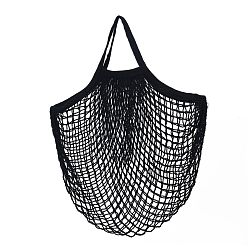 Черный Портативные пакеты для продуктов из хлопковой сетки, многоразовая сетчатая сумка для покупок, чёрные, 48.05 см, сумка: 38x36x1 см.