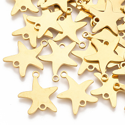 Золотой 201 соединительные звенья нержавеющие, лазерная резка, морская звезда / морские звезды, золотые, 18x15.5x1 мм, отверстие : 1.8 мм