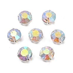 Серебро Плоские круглые пришивные бусины-монти со стразами, с 201 зубцами из нержавеющей стали, аксессуары для одежды, серебряные, 7x5.5 мм, отверстие : 1.4 мм, 720 шт / пакет