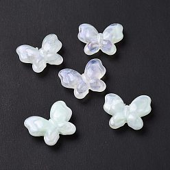 Honeydew Opaque Acrylic Beads, Glitter Beads, Butterfly, Honeydew, 17x20x5.5mm, Hole: 1.6mm, about 415pcs/500g