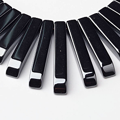 Черный Класс ааа немагнитных синтетический гематит прямоугольник бисер, чёрные, 12x4x4 мм, отверстие : 1 мм, около 13 шт / нитка, 2.1 дюйм