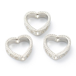 Платина Латунной шариковой кадров, долговечный, сердце, платина, 9.5x10x3 мм, отверстие : 1.4 мм