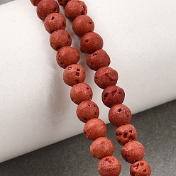 Red Dyed Synthetic Lava Rock Beads Strands, Round, Red, 4.5~5mm, Hole: 1mm, about 88~90pcs/strand, 15.39''~15.67''(39.1~39.8cm)