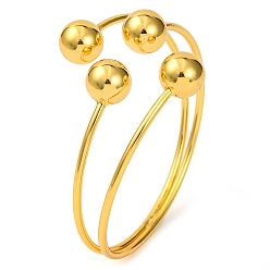 Золотой Латунь манжеты браслеты для женщин, без свинца и без кадмия, круглые шарики, золотые, внутренний диаметр: 2-3/8 дюйм (6.1 см)