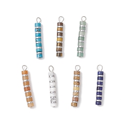 Нержавеющая Сталь Цвет 7шт. 7 стили смешанные драгоценные камни диск хейши бисерные подвески, с 304 петлями из нержавеющей стали, цвет нержавеющей стали, 27.5~29x4 мм, отверстие : 2 мм, 1 шт / стиль