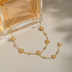 Настоящее золото 18K 304 Женские цепочки с подвесками в виде цветка морской звезды и кристаллов из нержавеющей стали, ионное покрытие (ip), без кадмия, без никеля и без свинца, реальный 18 k позолоченный, 15.39 дюйм (39.1 см)