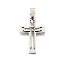 Нержавеющая Сталь Цвет 201 подвески из нержавеющей стали, крест очарование, цвет нержавеющей стали, 30.5x21x4 мм, отверстие : 4.5x8.5 мм