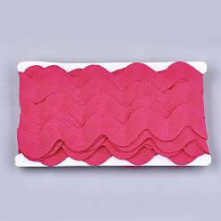 Темно-Розовый Полиэфирные ленты, форма волны, темно-розовыми, 38~40 мм, 10 двор / карта