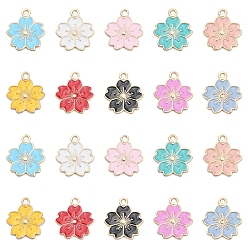 (52) Непрозрачная лаванда 20 шт 10 цвета сплава эмалевые подвески, цветок сакуры, золотой свет, разноцветные, 20.5x17.5x1.5 мм, отверстие : 2 мм, 2 шт / цвет