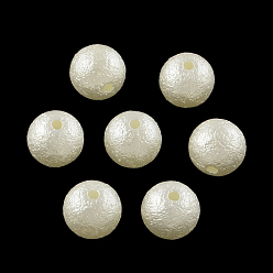 Beige Matte Round ABS Plastic Imitation Pearl Beads, Beige, 8mm, Hole: 1mm, about 2000pcs/bag