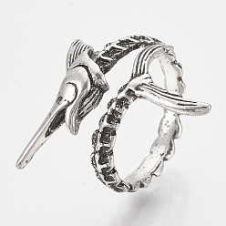 Antique Silver Alloy Cuff Finger Rings, Swordfish, Antique Silver, Size 9, 19mm
