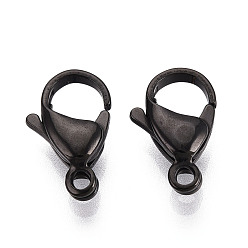 Черный Цвет Металла 304 нержавеющая сталь застежка когтя омара, металлический черный , 15x9x4~4.5 мм, отверстие : 1.8 мм